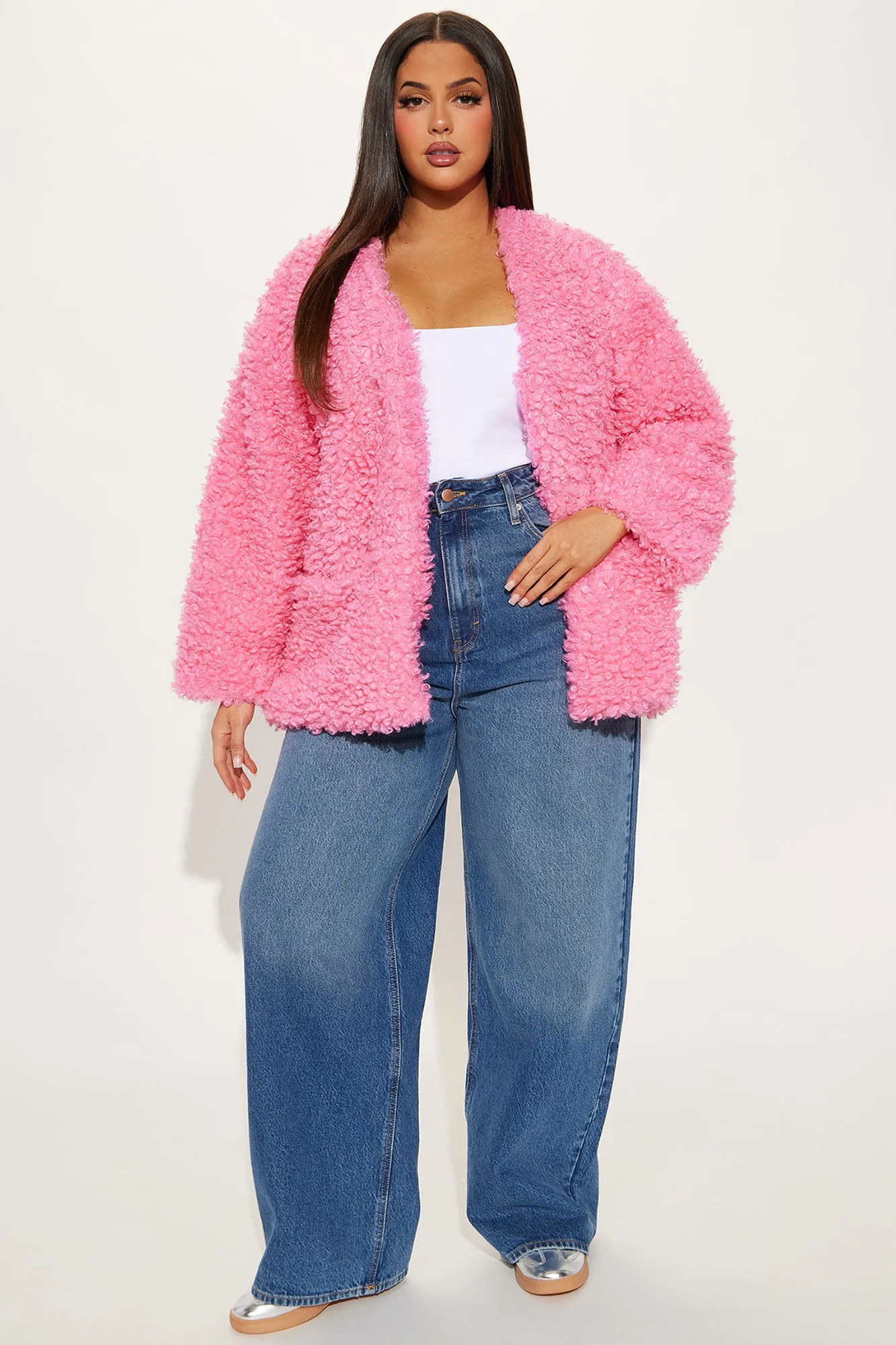 Adjust To The Fame Faux Fur Coat - Hot Pink