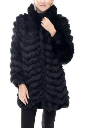 ALPINE - Reversible Fur Coat with Herringbone Layers