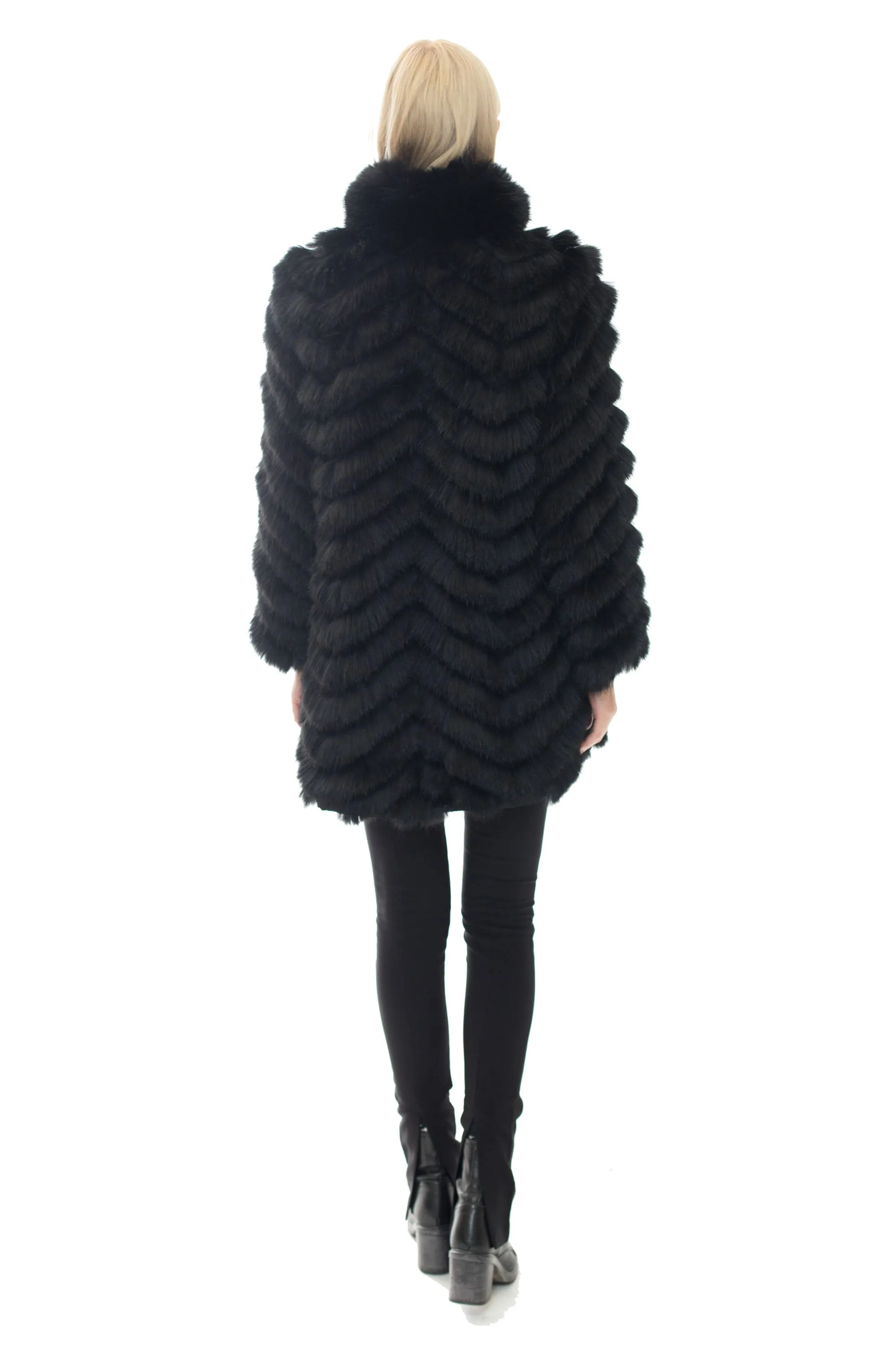 ALPINE - Reversible Fur Coat with Herringbone Layers