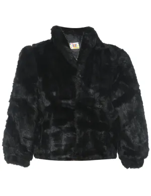 Black Classic Faux Fur Coat - L