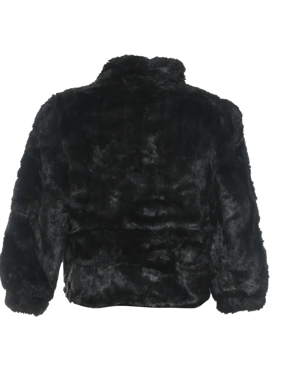 Black Classic Faux Fur Coat - L