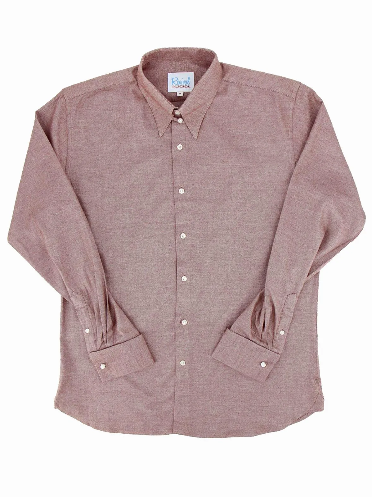 Brown Aspen Brushed Cotton Spearpoint Shirt with Tab Collar and French Cuff