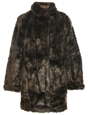 Brown Faux Fur Coat - M