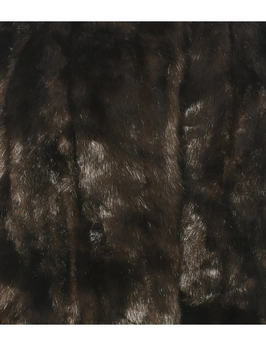 Brown Faux Fur Coat - M