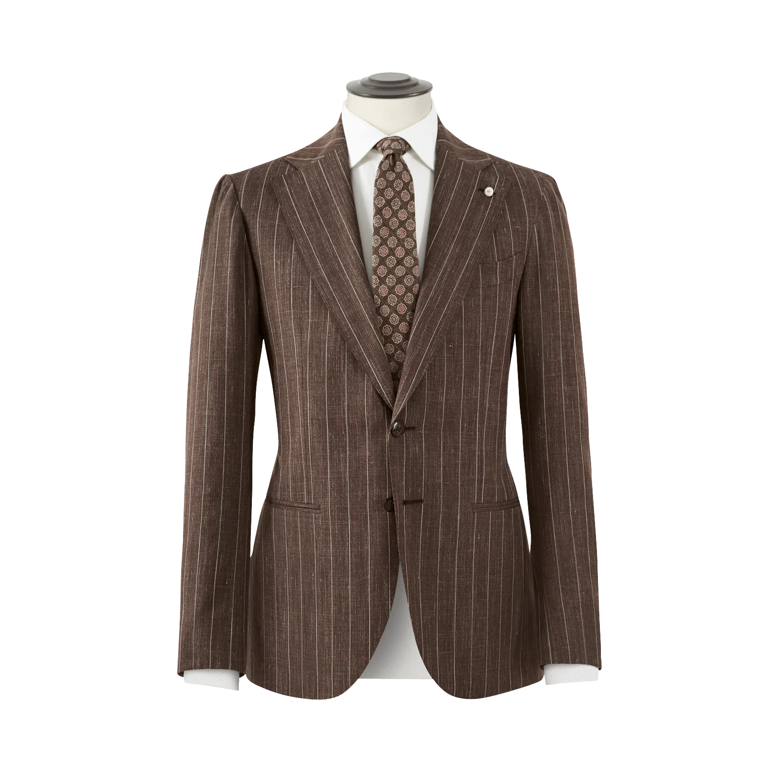 BROWN PINSTRIPE SUIT IN WOOL