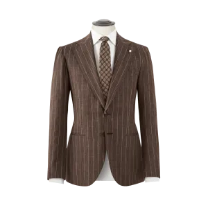 BROWN PINSTRIPE SUIT IN WOOL