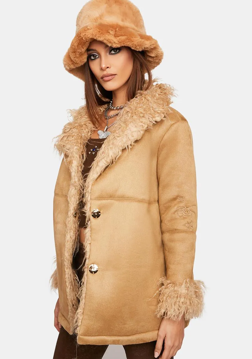 Brown Y2k Faux Fur Jacket