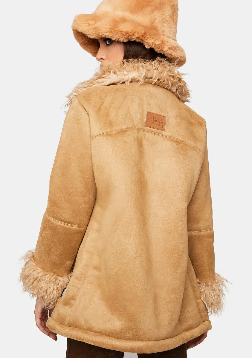 Brown Y2k Faux Fur Jacket