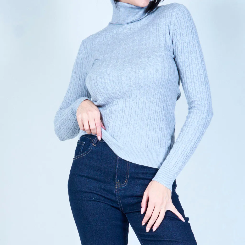 Cable-knit sweater with turtleneck wholesale