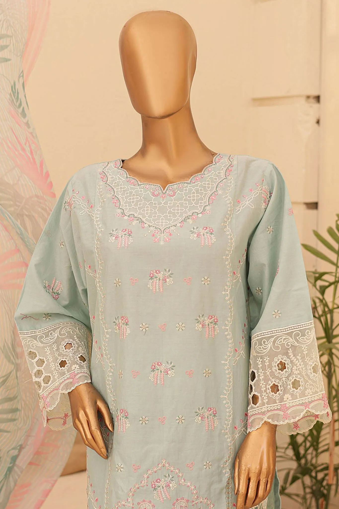 Chamak Damak By Bin Saeed Stitched 3 Piece Festive Emb Eid Lawn Collection'2024-FL-573-Mint