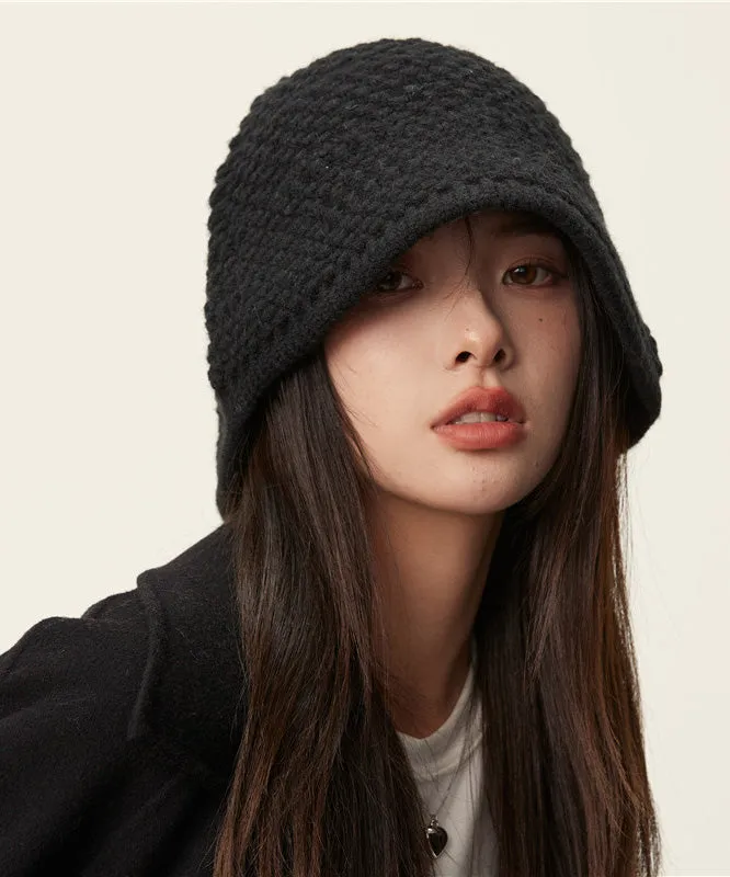 Classy Black Thick Warm Solid Knit Bonnie Hat LY534