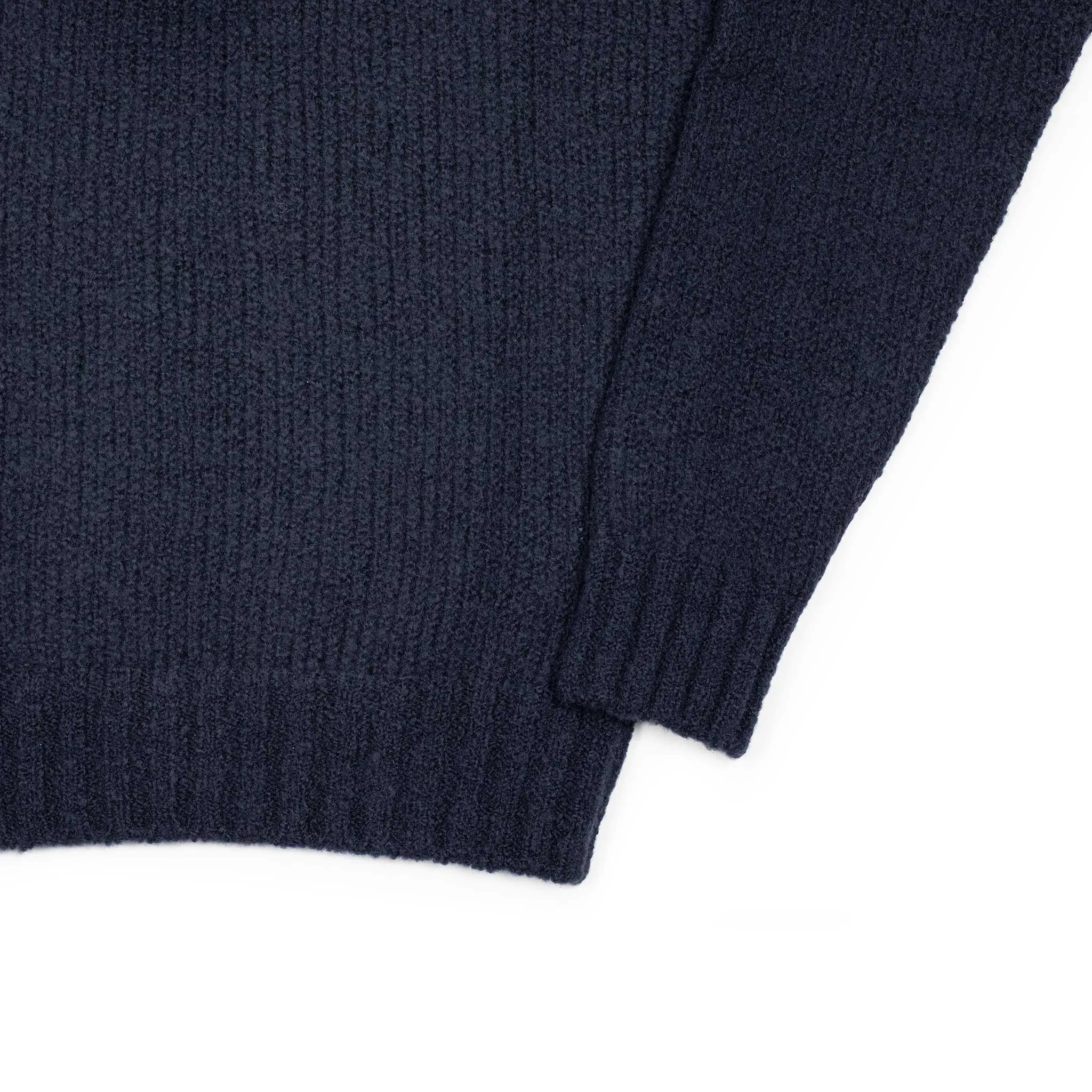 Crewneck sweater in navy boucle wool