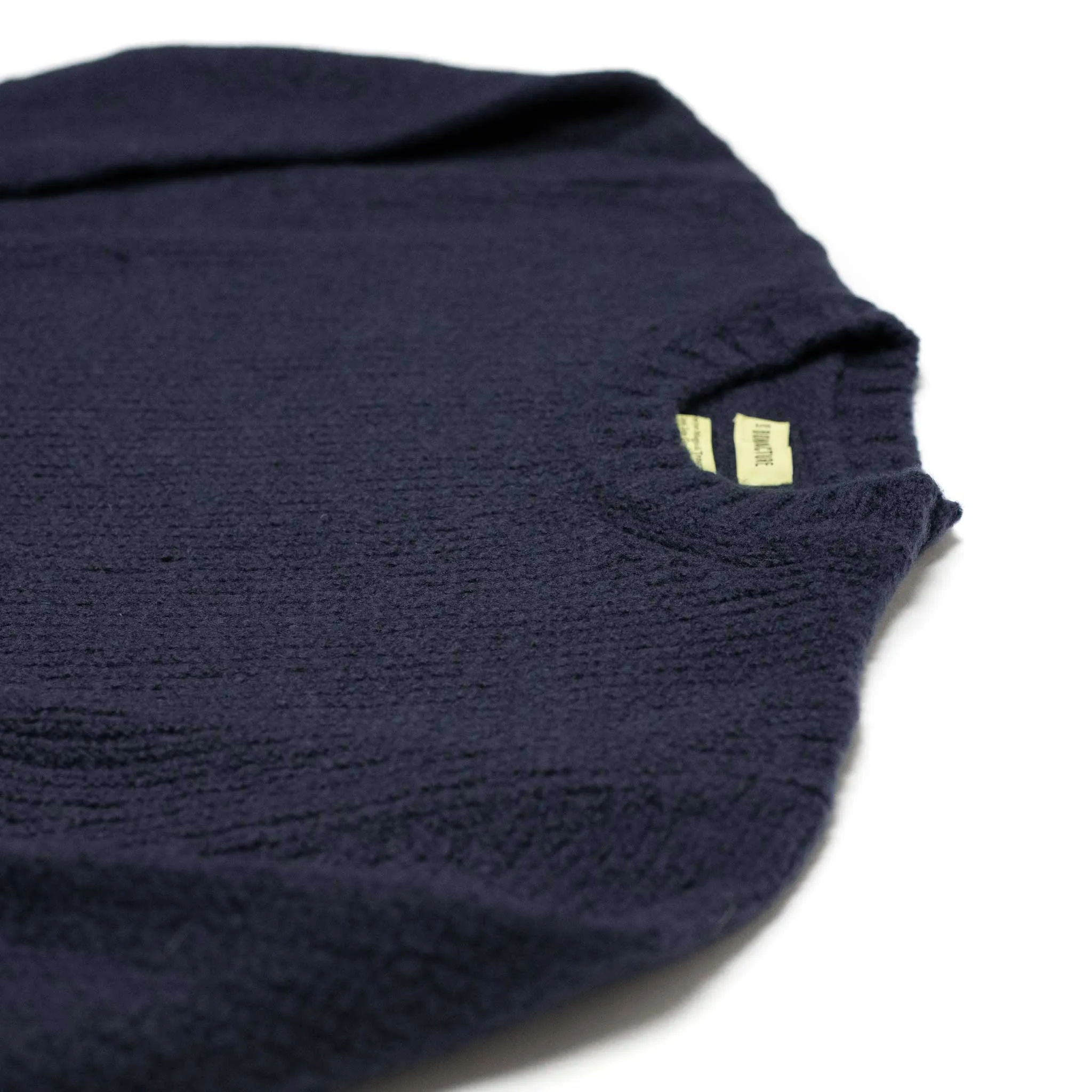 Crewneck sweater in navy boucle wool