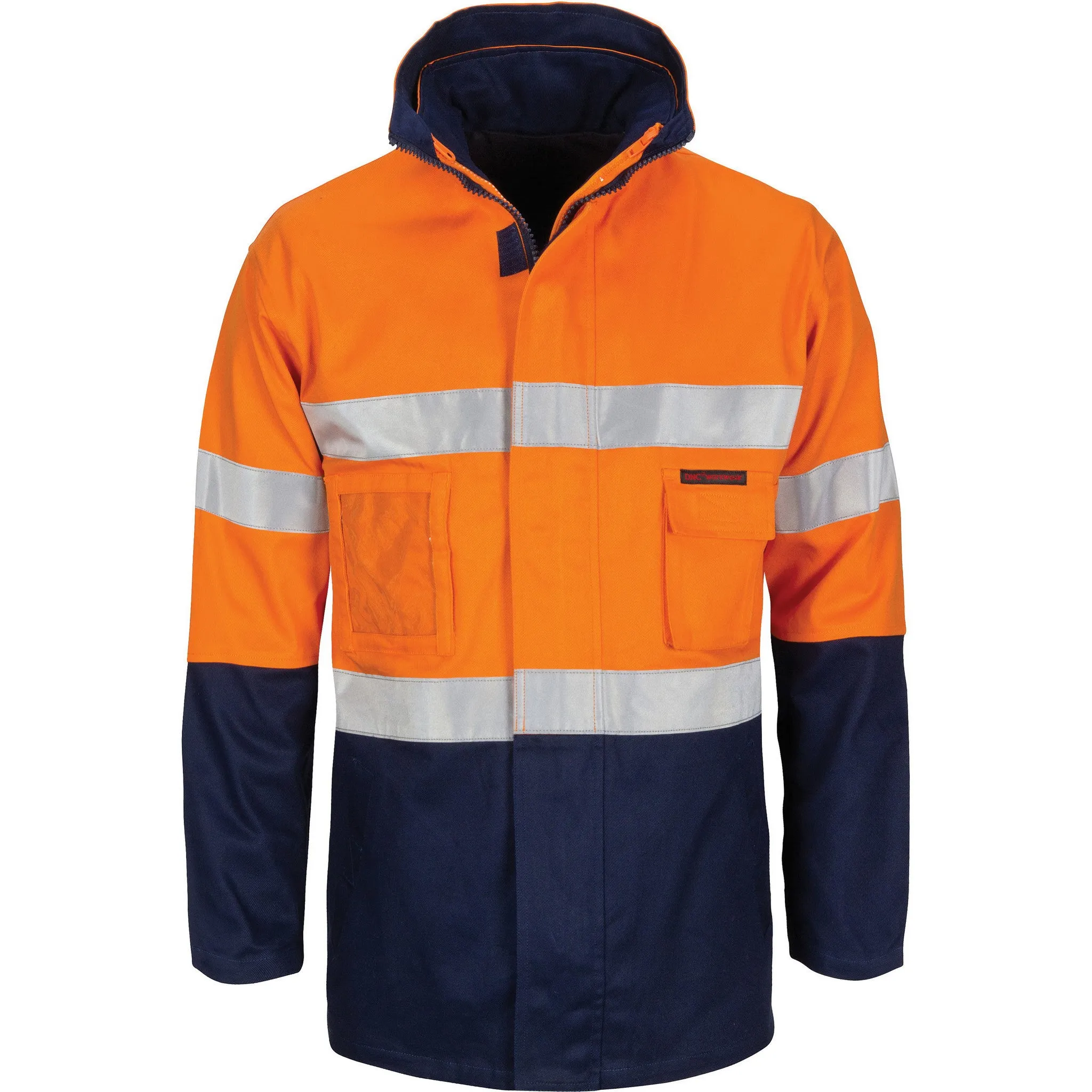 DNC Hi Vis "4 IN 1" Cotton Drill Jacket With Generic R/Tape (3764)