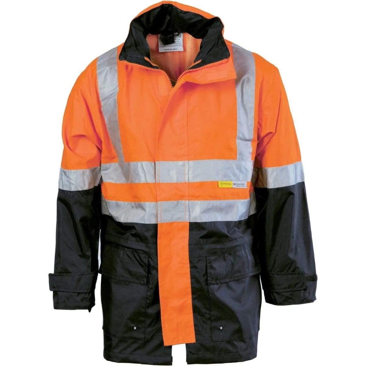 Dnc Workwear Hi-vis Two Tone Breathable Rain Jacket With 3m Reflective Tape - 3867