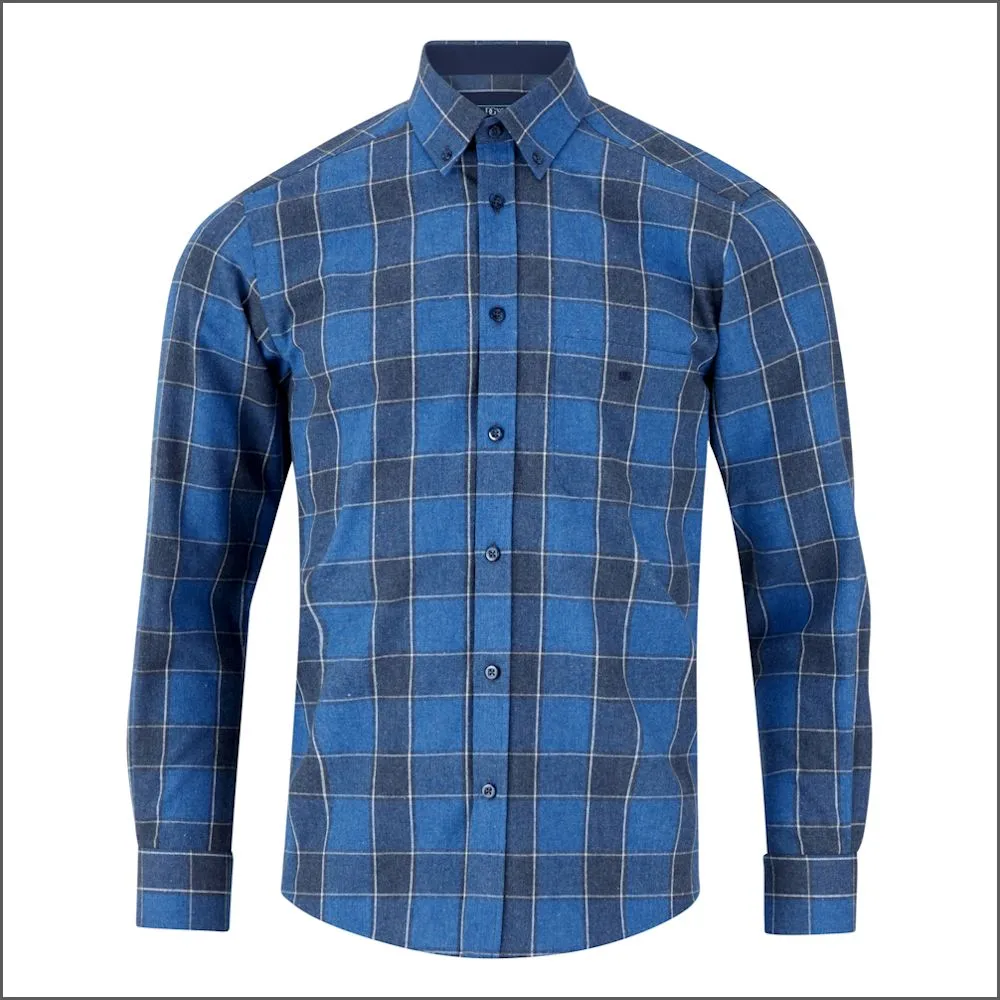 Drifter Ivano Blue & Navy Checked Shirt--