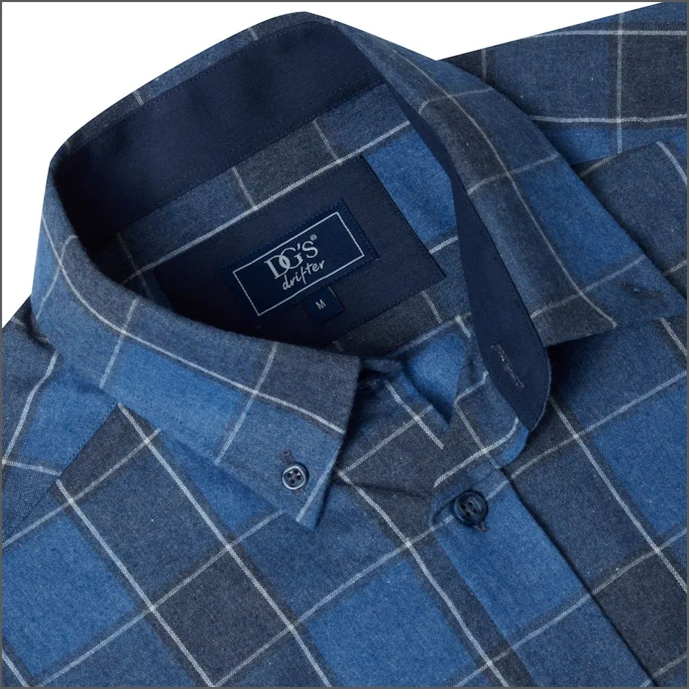 Drifter Ivano Blue & Navy Checked Shirt--