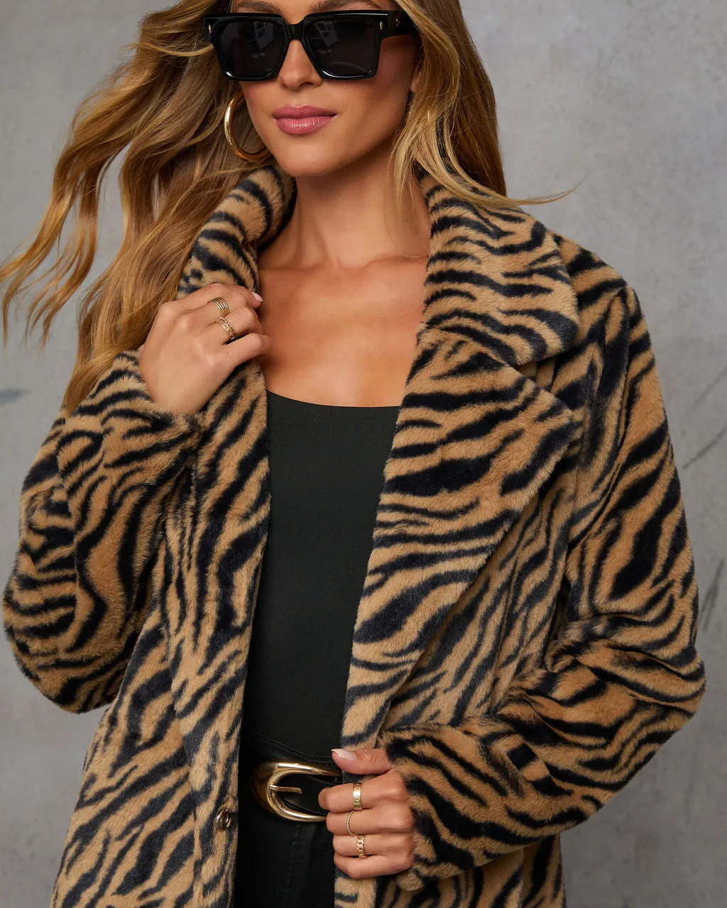 Endless Affair Faux Fur Animal Print Jacket