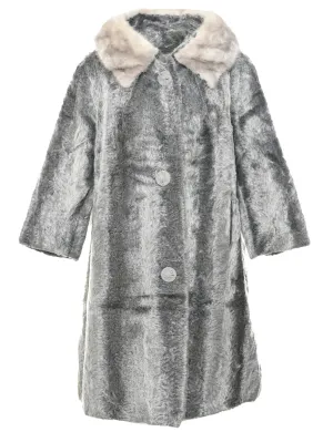 Grey Faux Fur Coat - L