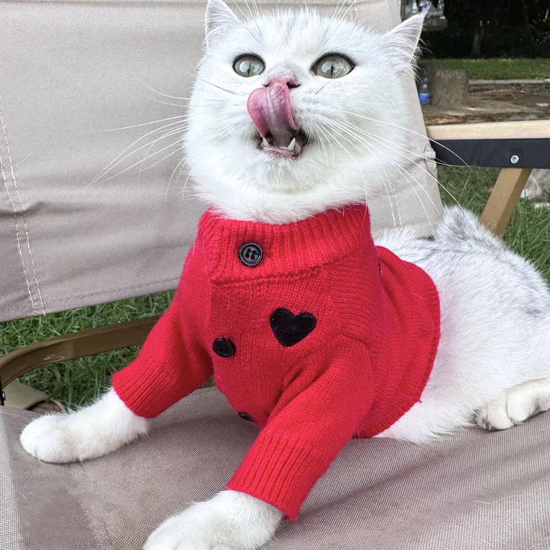 Heart Pet Knitted Cardigan Sweater