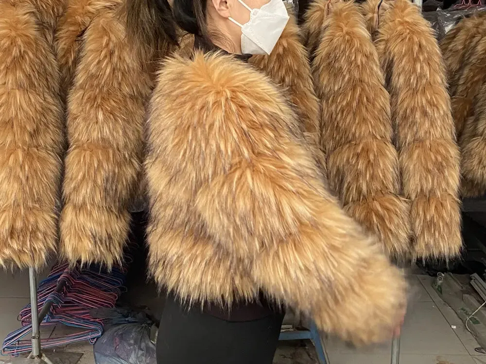 HOOOFUR Faux Fur Coat Women's Jacket Winter Fashion Warm Thick Fox Raccoon Leather Brown Plus Size Especially Fake Fur Cold Coat