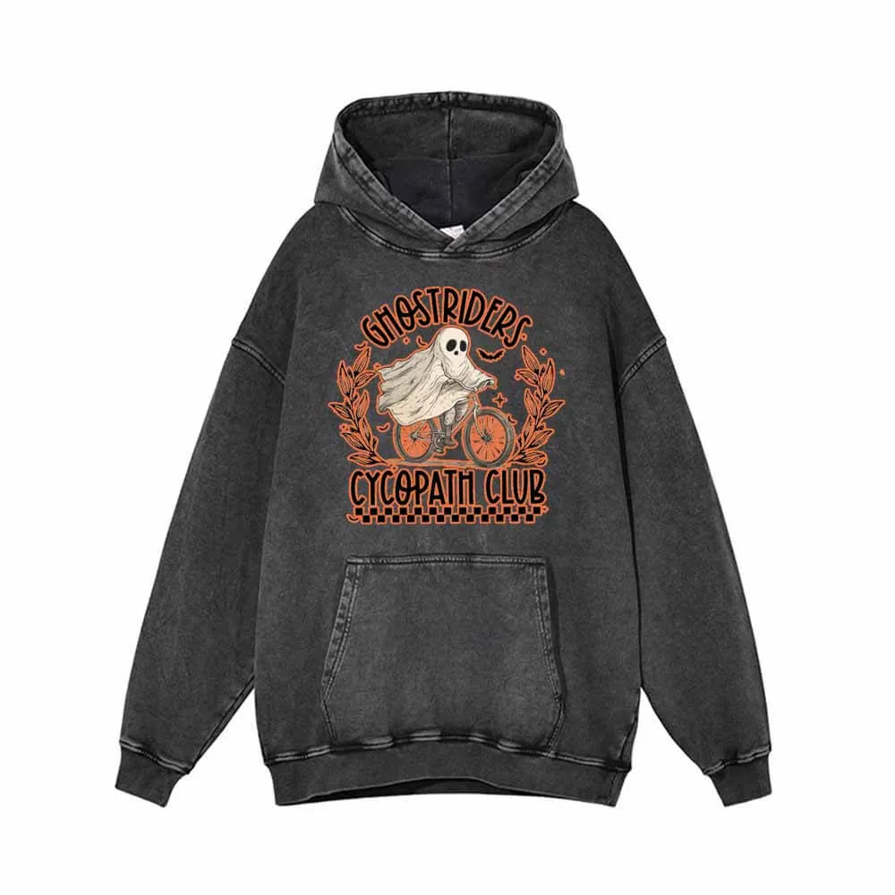 Horror Ghostriders Vintage Washed Hoodie Sweatshirt