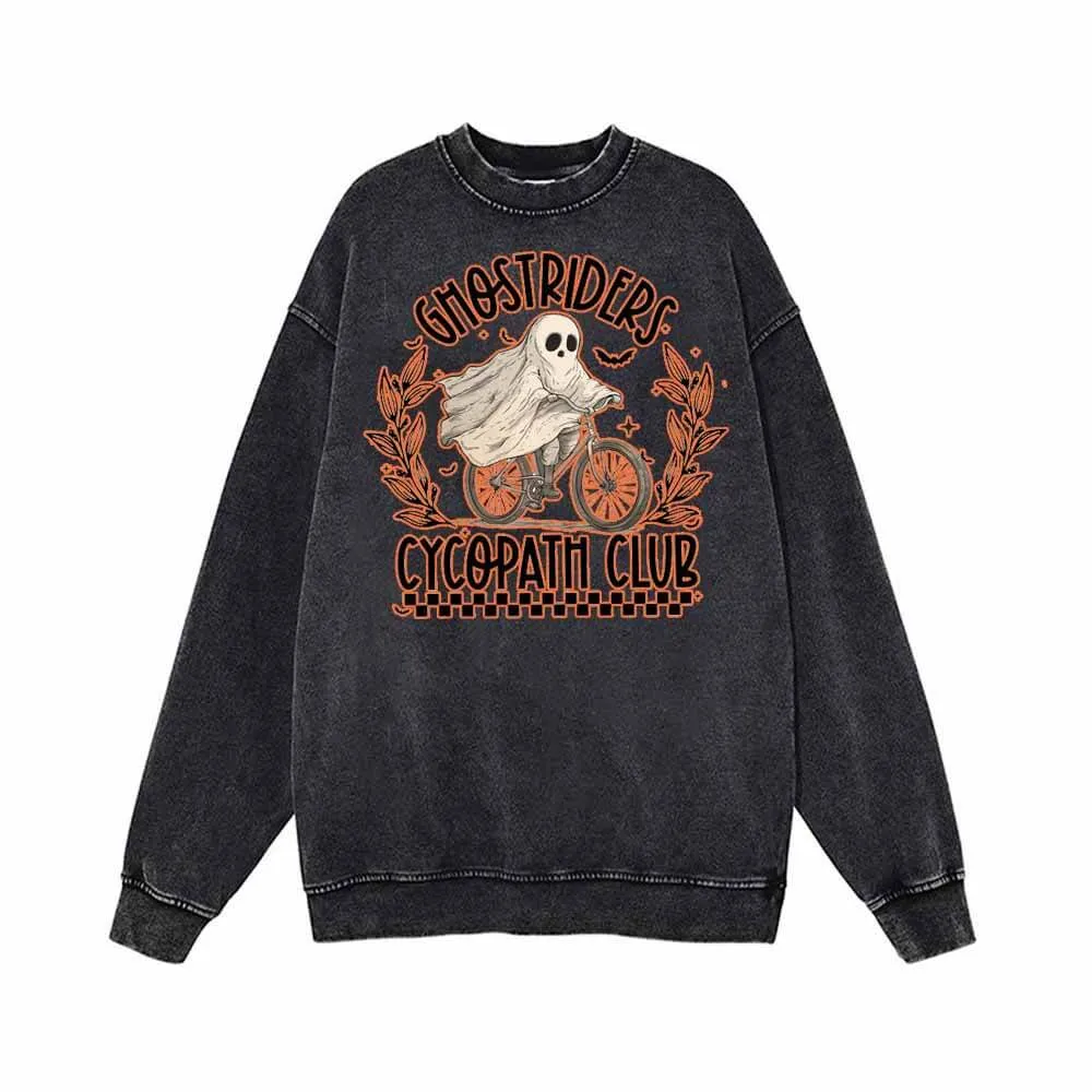 Horror Ghostriders Vintage Washed Hoodie Sweatshirt