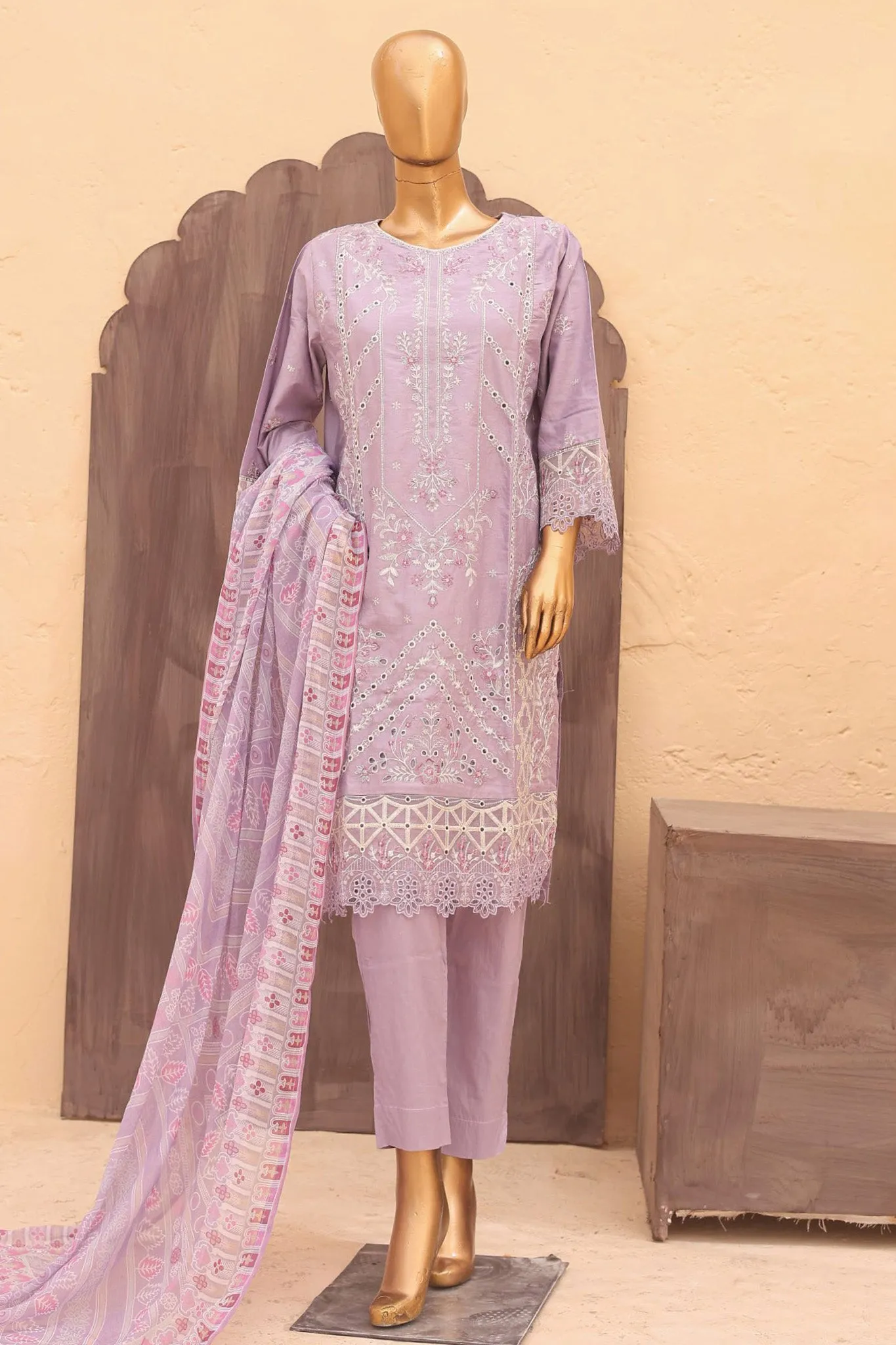 Jag Mag By Bin Saeed Stitched 3 Piece Emb Lawn Collection'2024-LF-869-Lilac