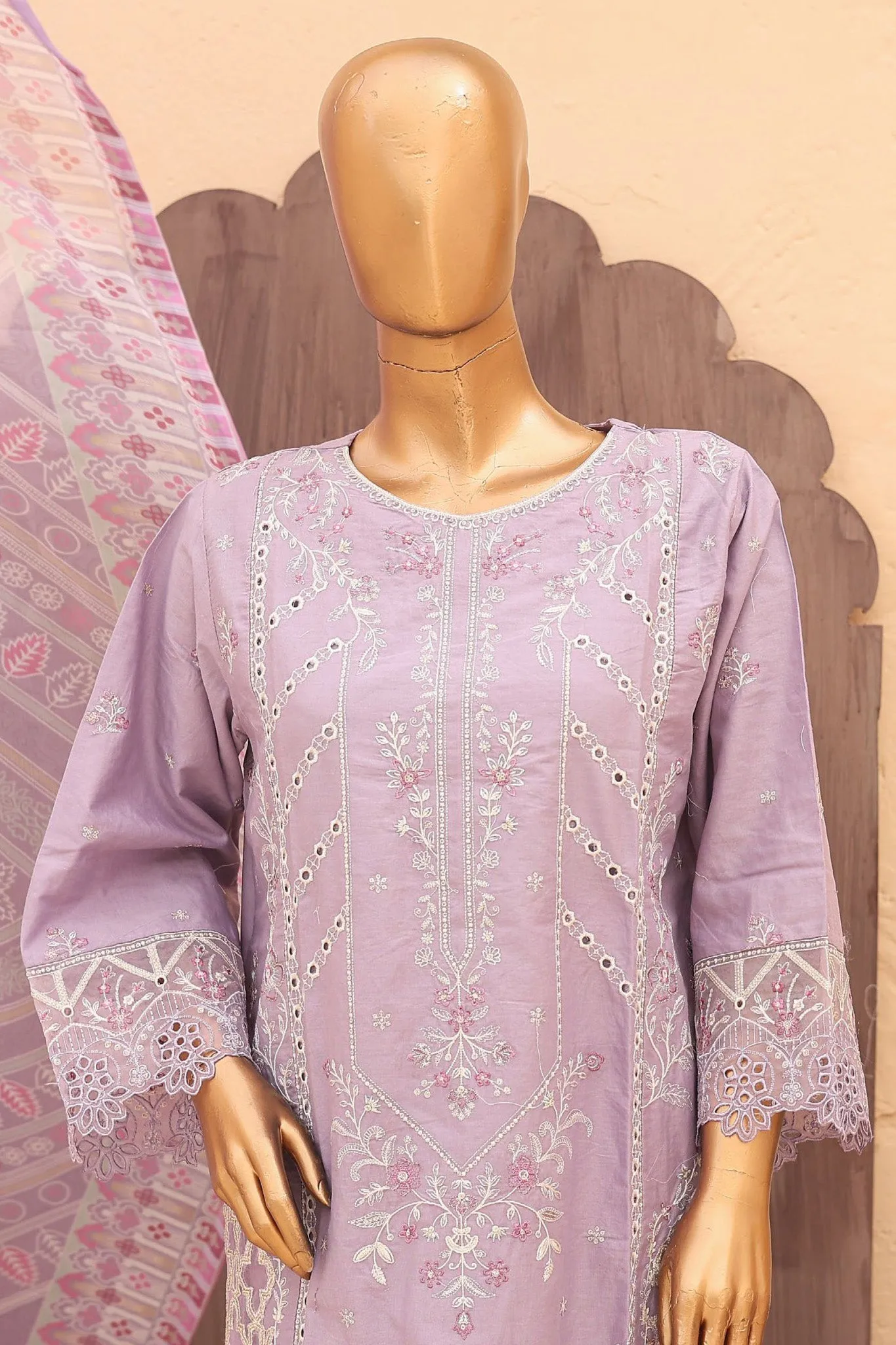 Jag Mag By Bin Saeed Stitched 3 Piece Emb Lawn Collection'2024-LF-869-Lilac