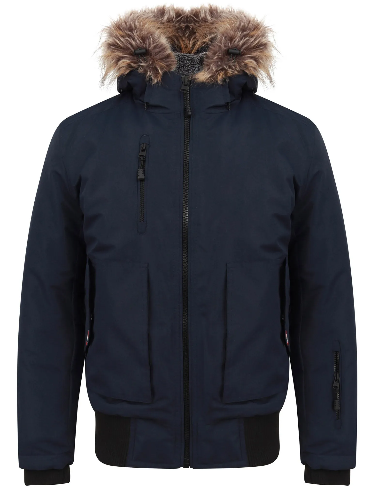 Kennett Taslon Short Parka Coat With Borg Lined Hood In Navy - Tokyo Laundry