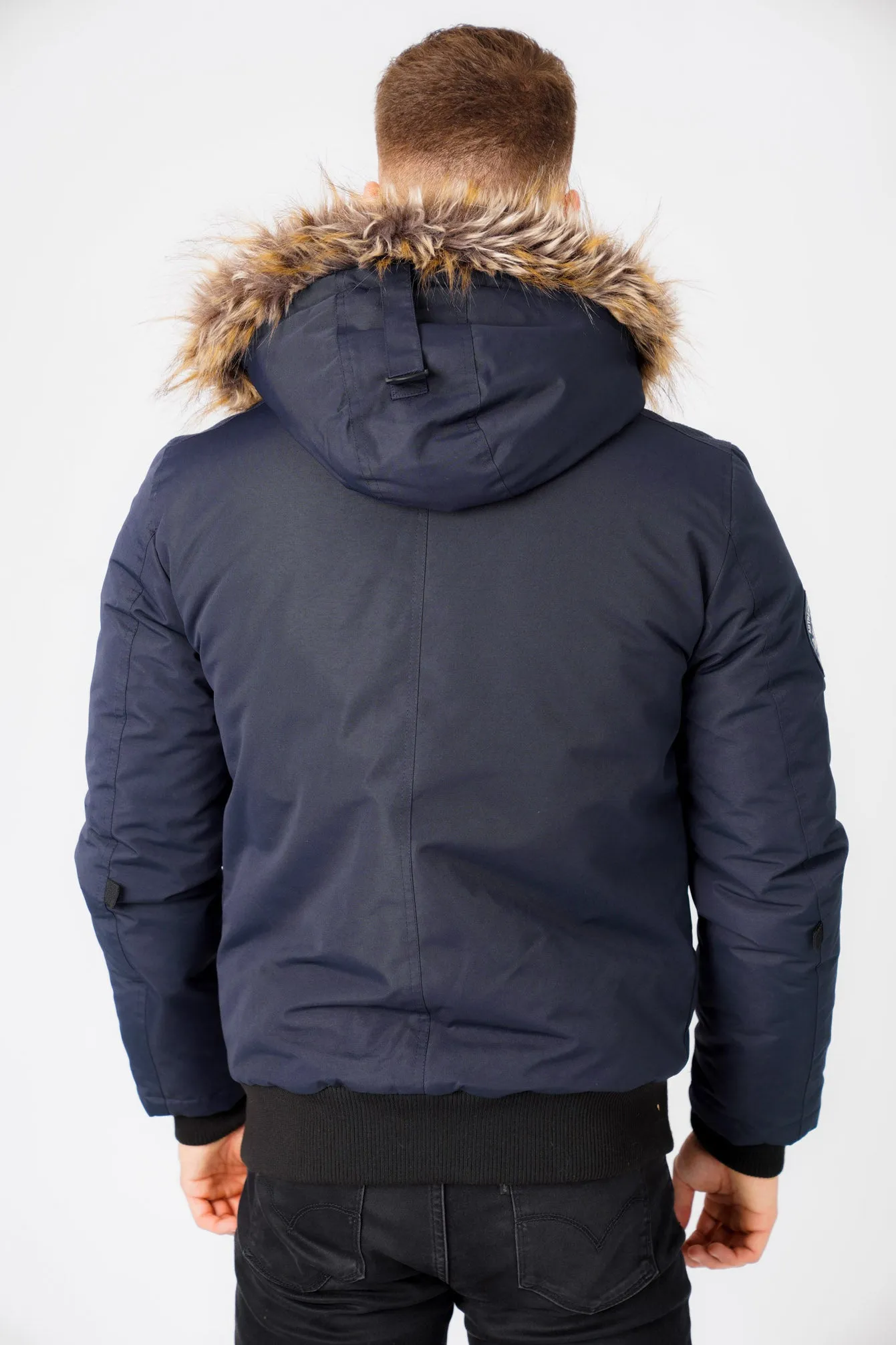 Kennett Taslon Short Parka Coat With Borg Lined Hood In Navy - Tokyo Laundry