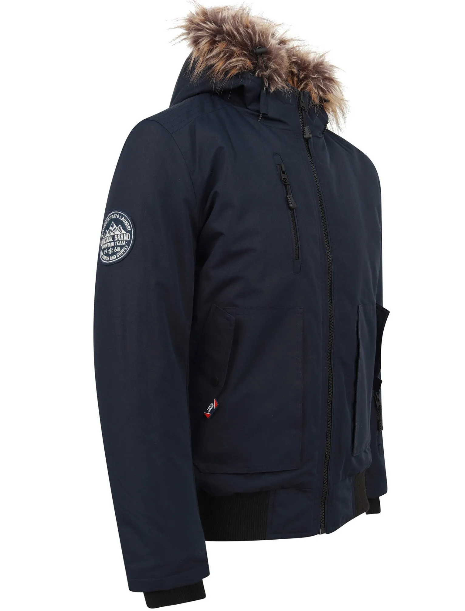 Kennett Taslon Short Parka Coat With Borg Lined Hood In Navy - Tokyo Laundry