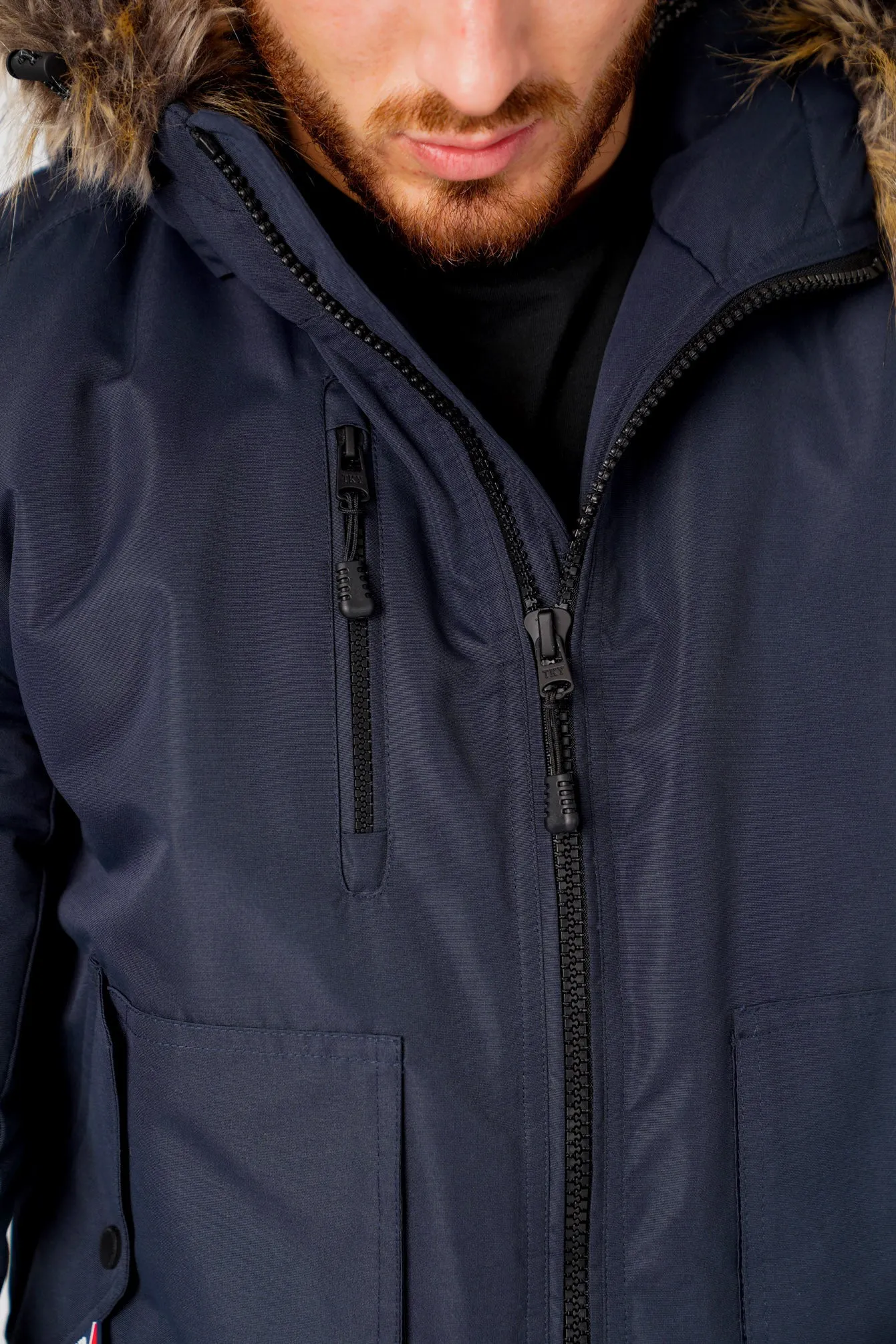 Kennett Taslon Short Parka Coat With Borg Lined Hood In Navy - Tokyo Laundry