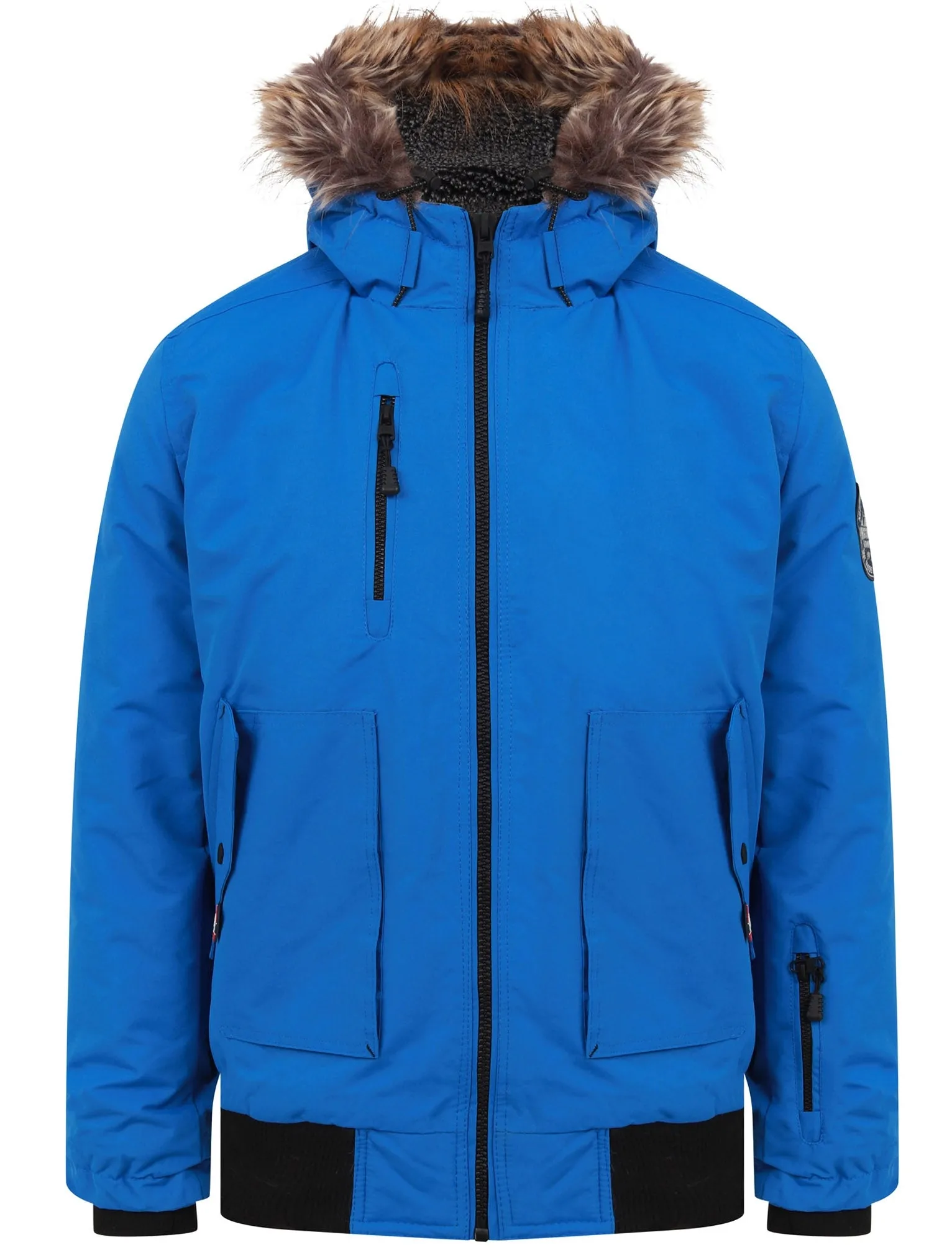 Kennett Taslon Short Parka Coat With Borg Lined Hood In Olympian Blue - Tokyo Laundry