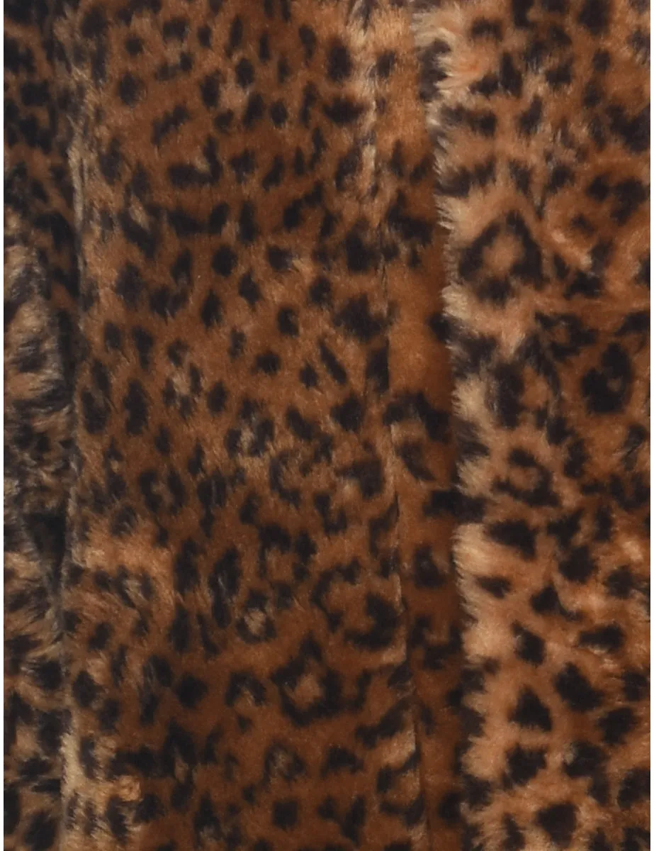 Leopard Print Faux Fur Coat - S