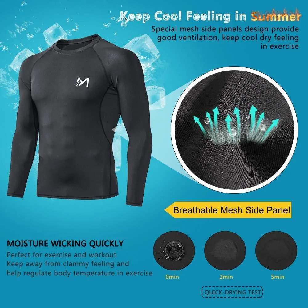 MEETWEE Men's Compression Long Sleeve Athletic Workout Shirt