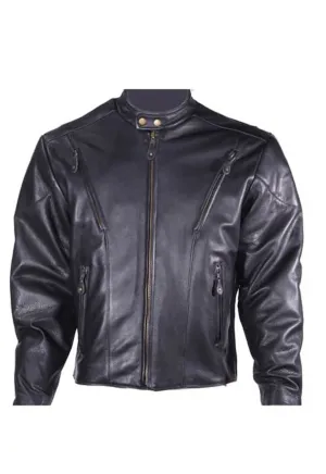 Mens Vented Leather Motorcycle Jacket