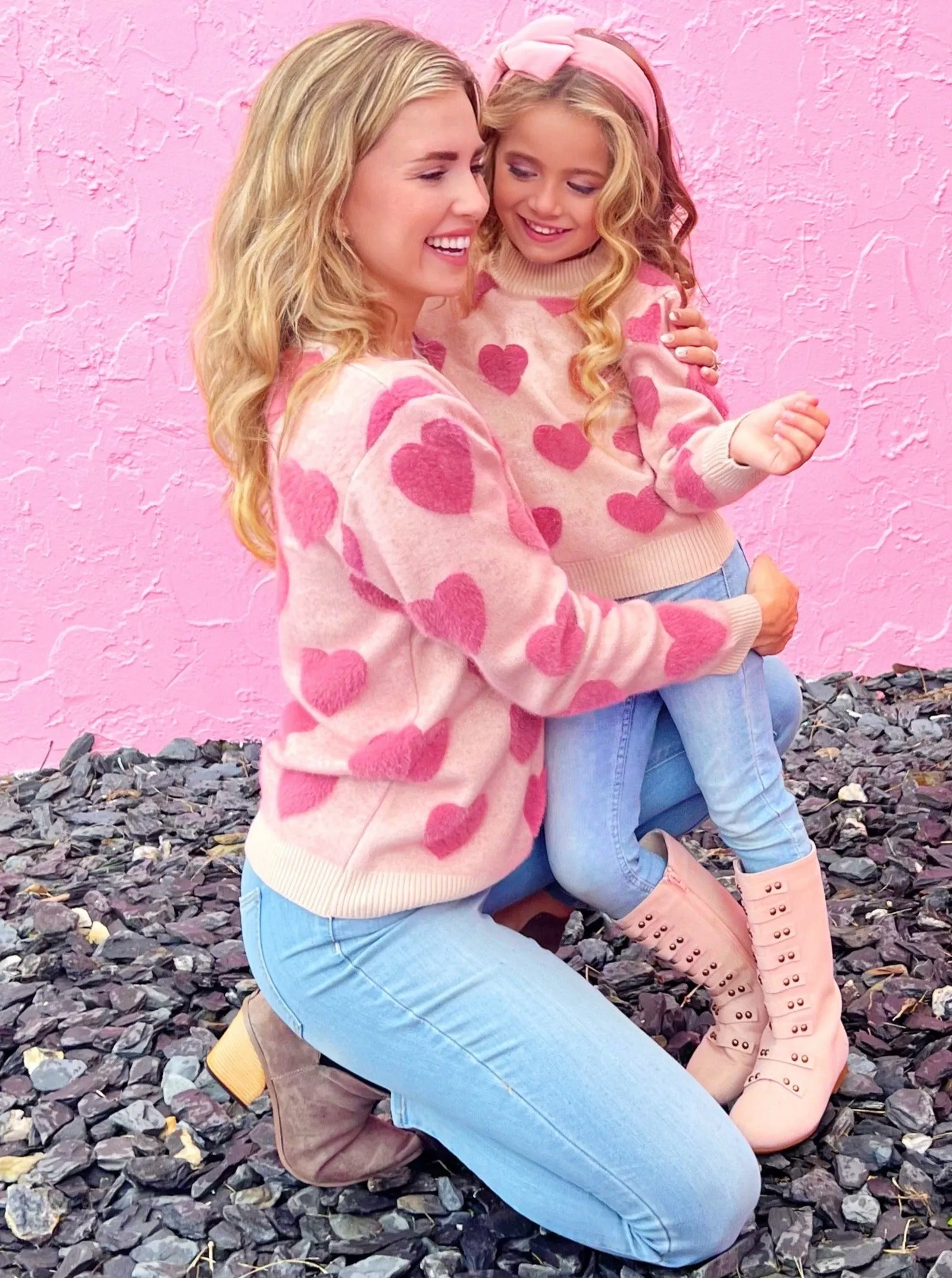 Mommy And Me Hearts On Fire Knit Sweater