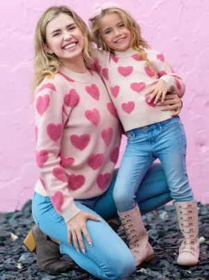 Mommy And Me Hearts On Fire Knit Sweater