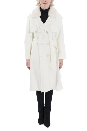 MONTVALE - Wool Coat with Faux Fur Trim Collar