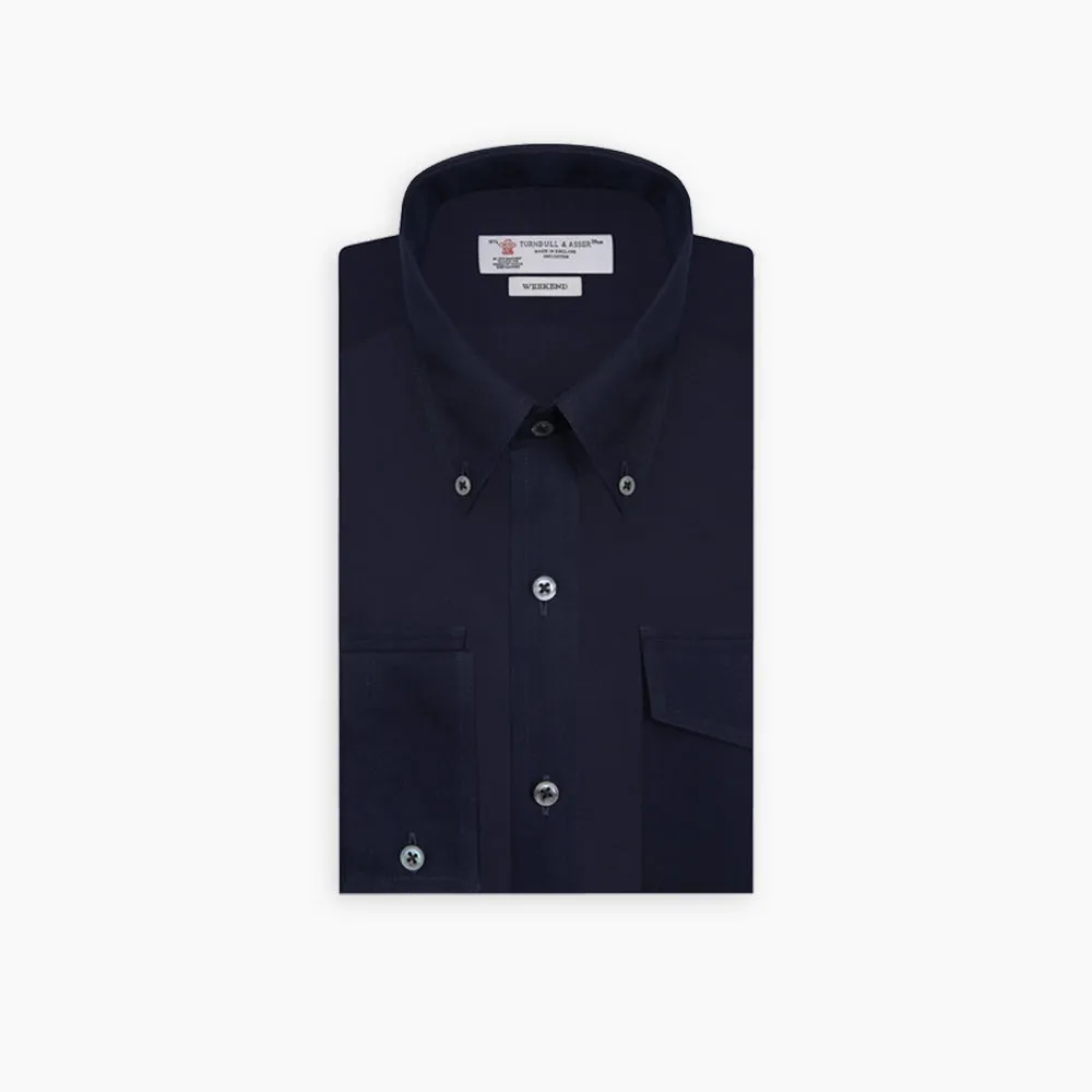 Navy Cashmere Cotton Shirt