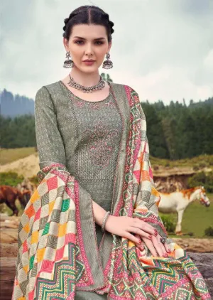 Pashmina Winter Unstitched Suit Material With Dupatta