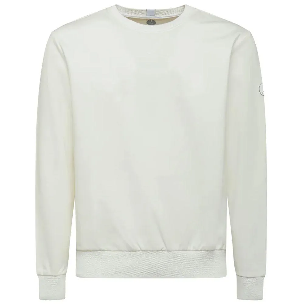 People Of Shibuya Chic White Tech Fabric Crewneck Sweater