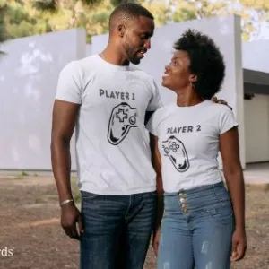 Player 1 & Player 2 Matching Outfits - Perfect Gift for Gaming Couples & Geek Lovers