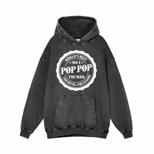 Pop Pop Humorous Vintage Washed Hoodie Sweatshirt