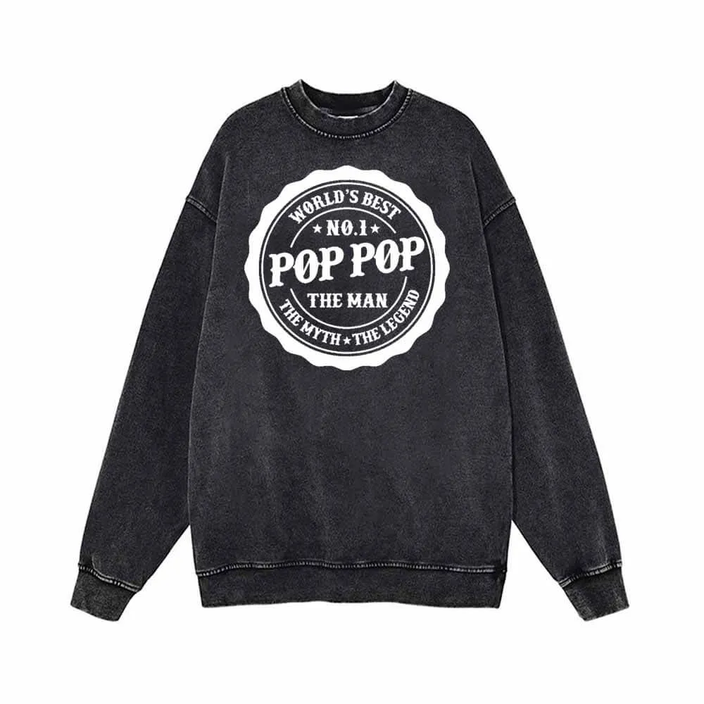 Pop Pop Humorous Vintage Washed Hoodie Sweatshirt