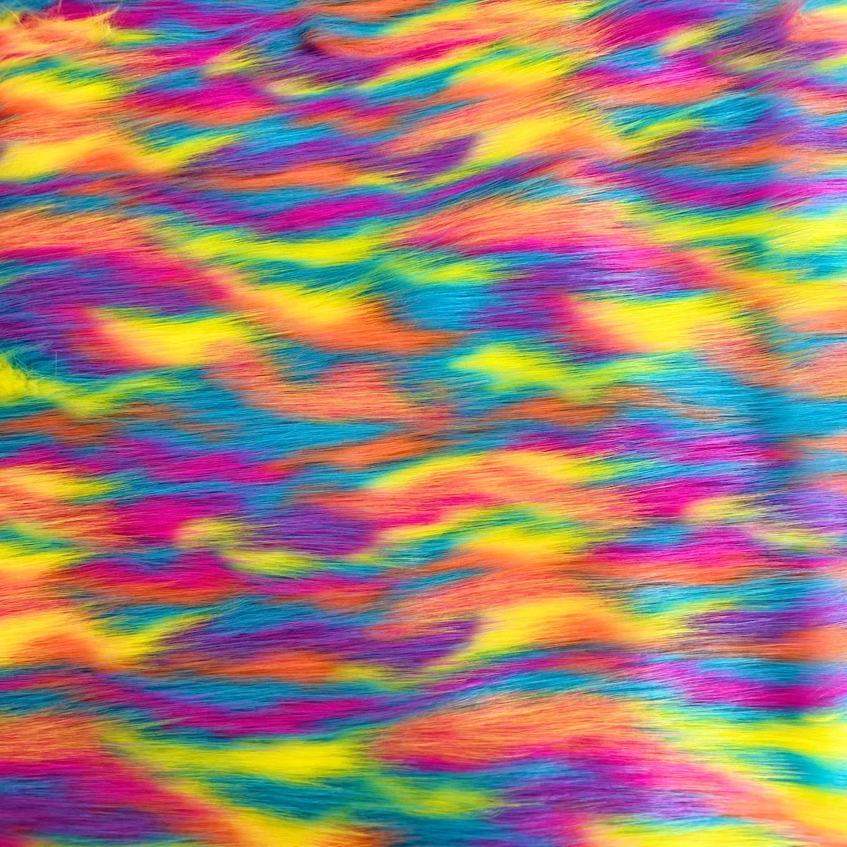 Rainbow Multicolor Ysidro Long Pile Faux Fur Fabric