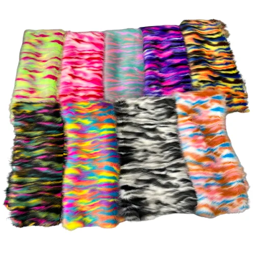 Rainbow Multicolor Ysidro Long Pile Faux Fur Fabric