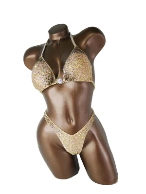 Ready Made Crystal AB Nude/Rose Figure Competition Suit