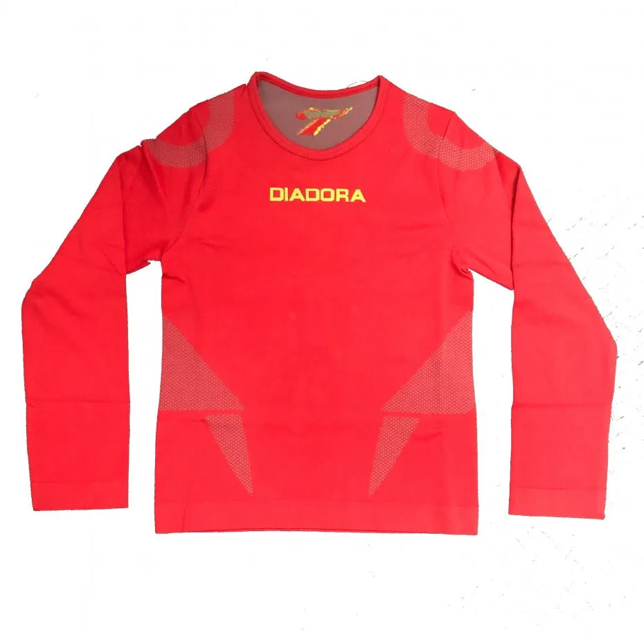 RED DIADORA SEAMLESS LONG SLEEVE JUNIOR TOP